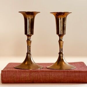 2 Brass Plated Candle Holders